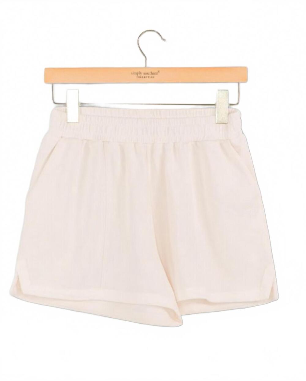 NEW SIMPLY SOUTHERN women's solid pleated shorts in pearl
